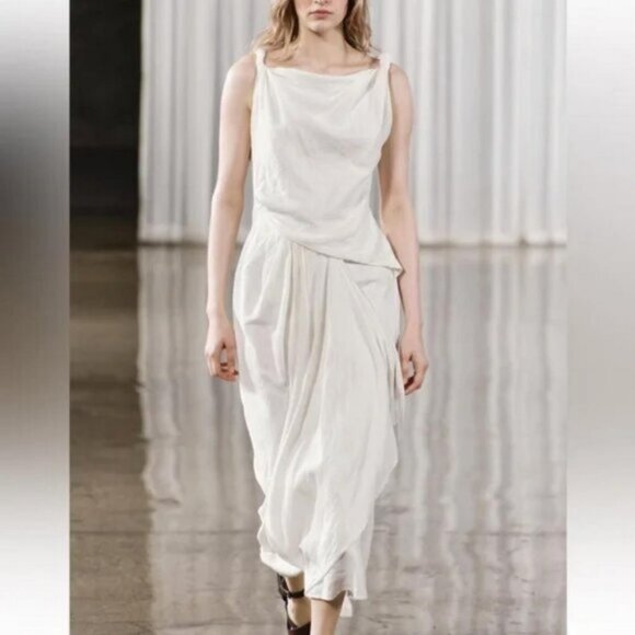 ZARA DRAPED LINEN BLEND DRESS ZW COLLECTION - Picture 1 of 5